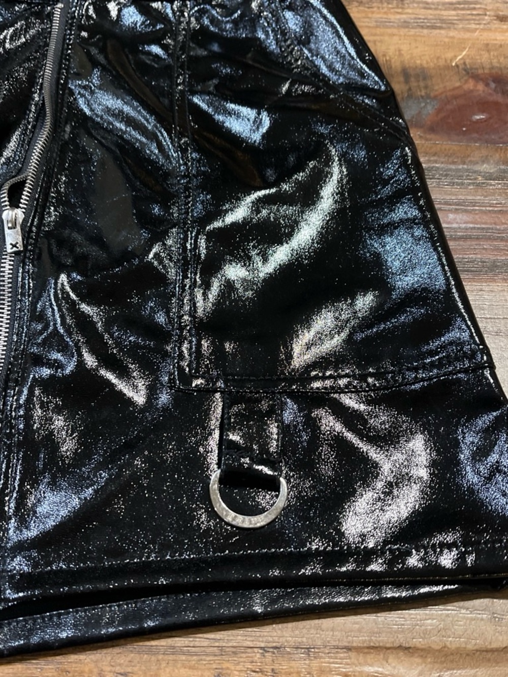 Tripp NYC Black Patent Front-Zip Mini Skirt - Picture 4 of 8